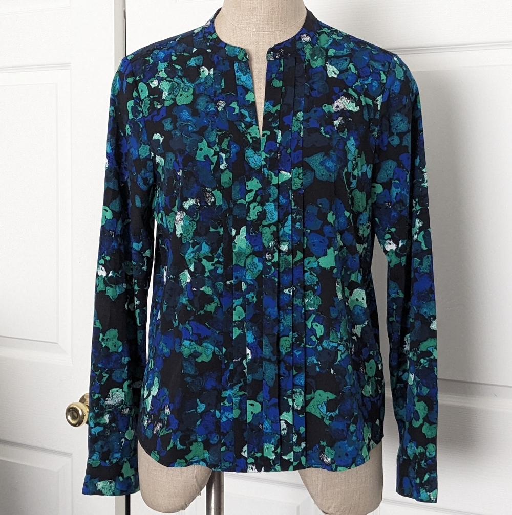 Calvin Klein Blue and Green Floral Blouse